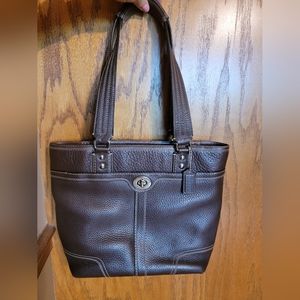 Coach bag HAMILTON brown pebbled leather shoulder